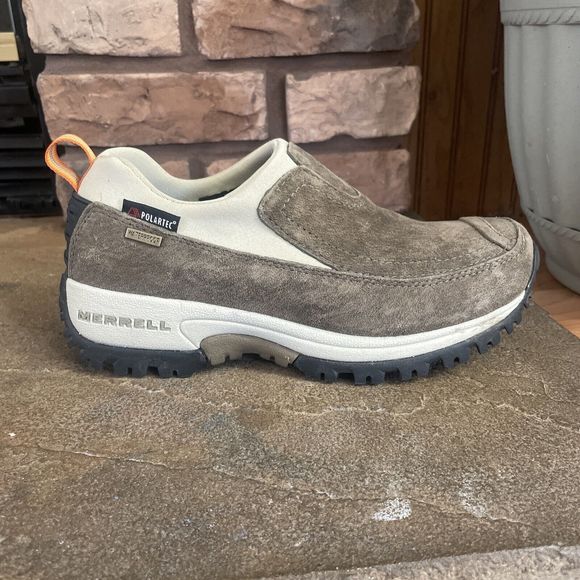 Merrell Polar Moc Dark Taupe Leather Waterproof Polartec Women's 7 - Picture 1 of 9